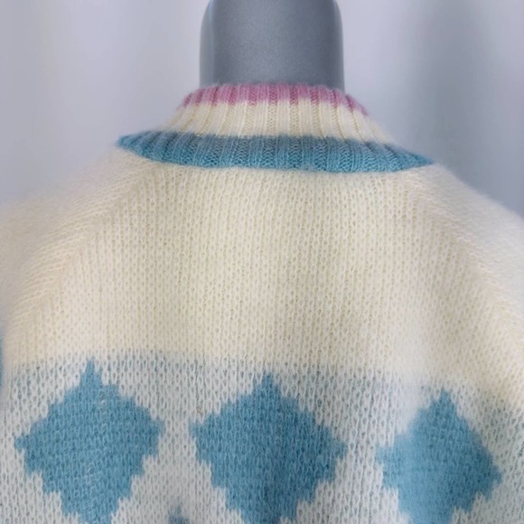 Vintage Moffat Woolens Cream Wool Zip Front Fair Isle Jacket L - Picture 5 of 9